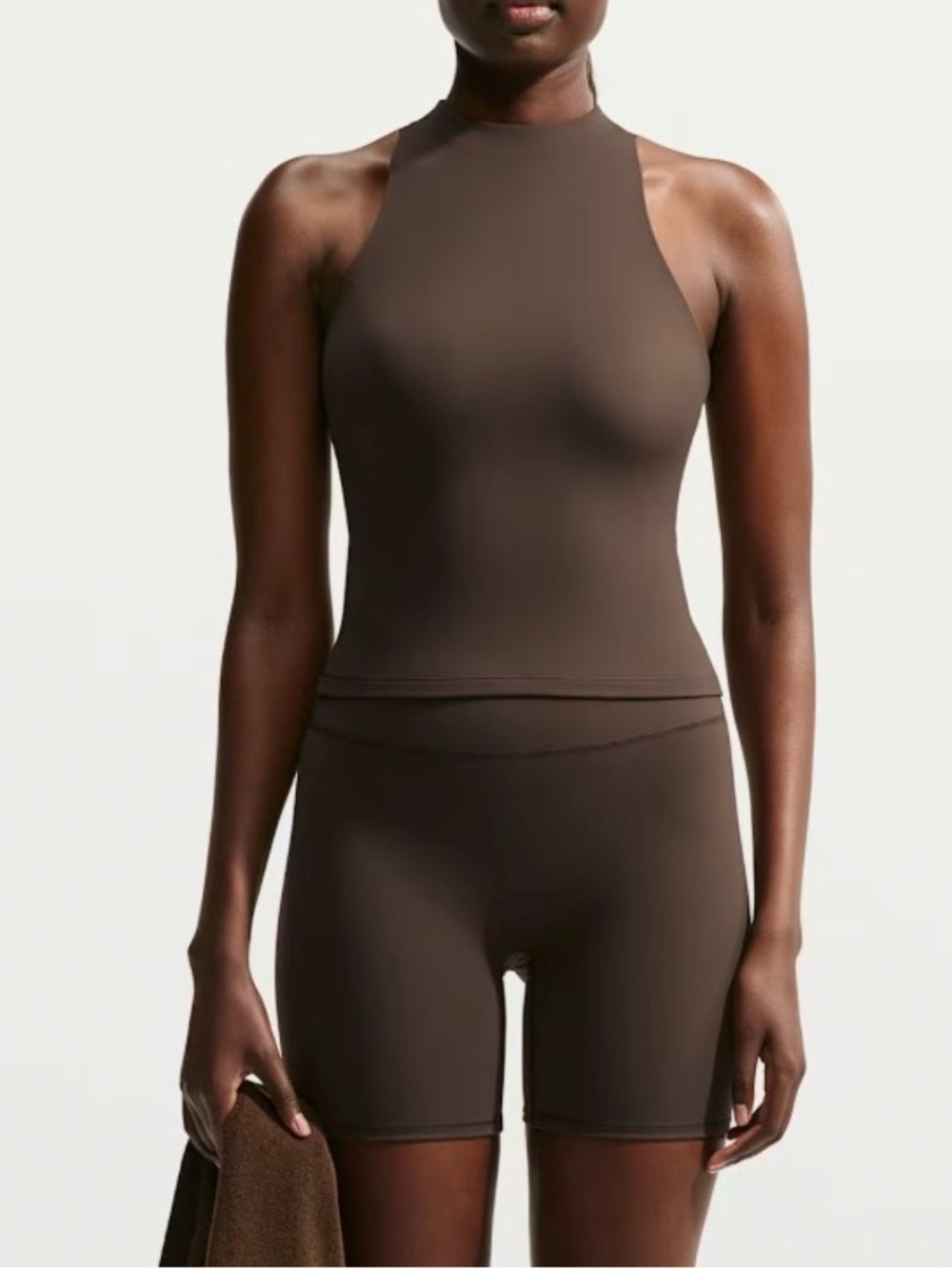 🤎 SKIMS x Nike Matte Mock Neck Racer Tank | Dark Sepia | M | NWT 🏷️